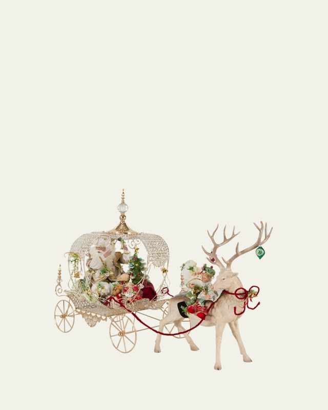 Mistletoe Santa with Deer and Carriage Decor